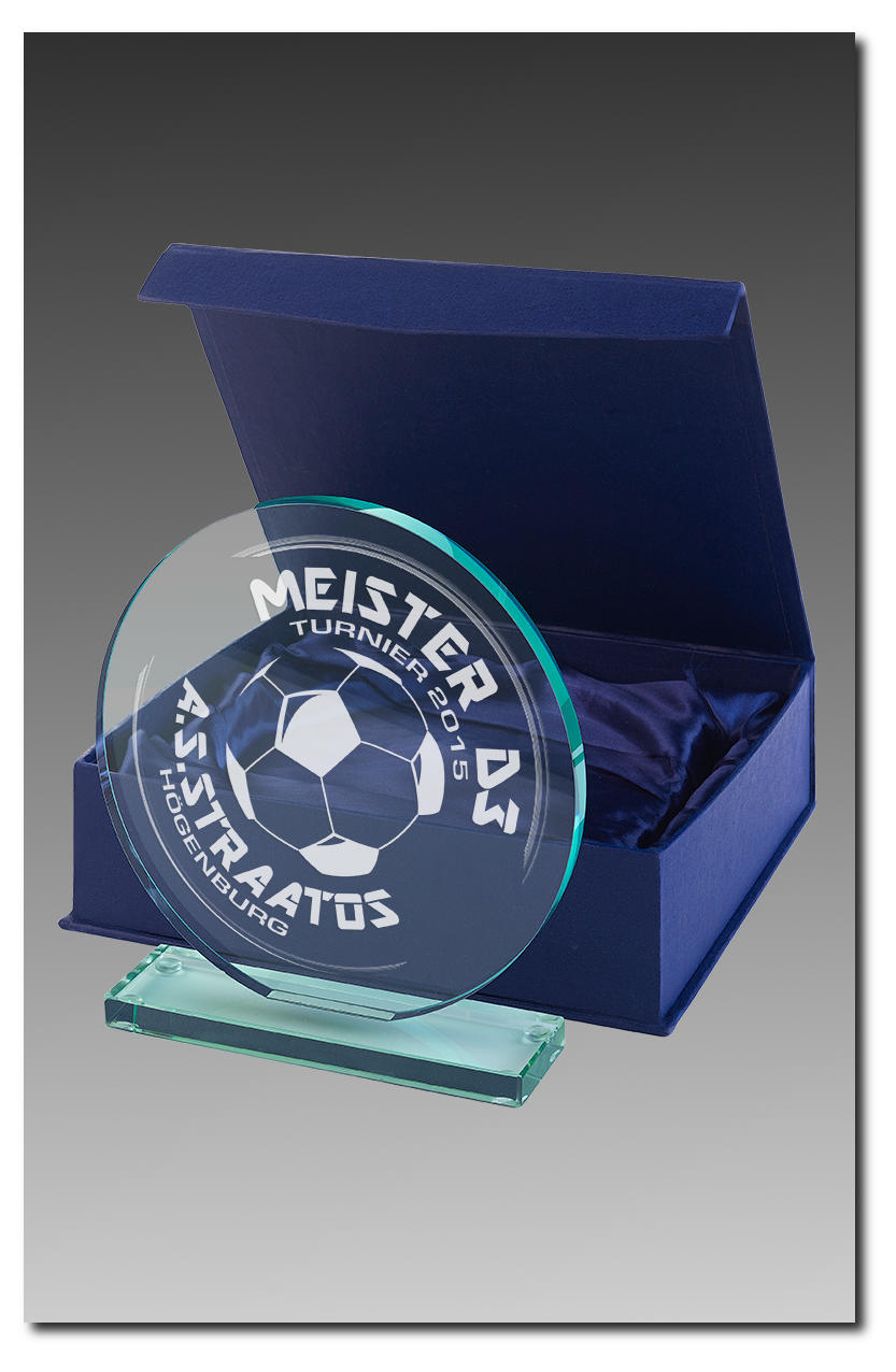 Glastrophäe inkl. Geschenkskassette Glastrophäe inkl. Geschenkskassette