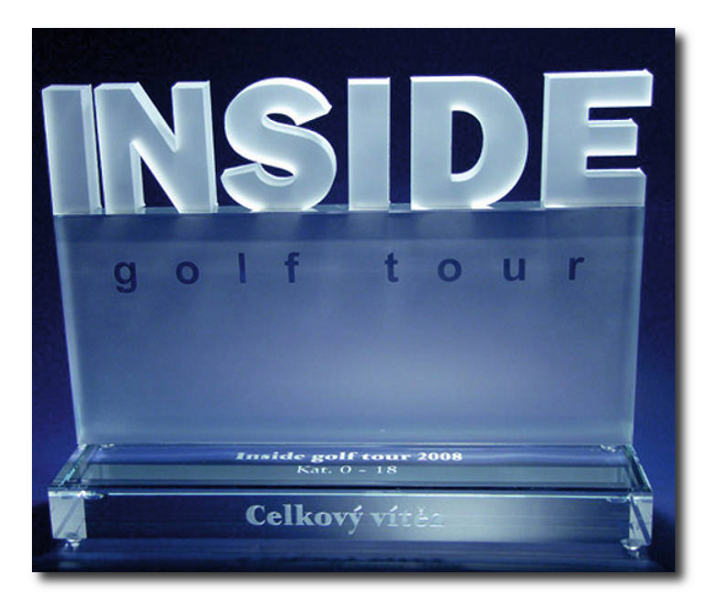 Glaspokale mit Gravur, Glastroph&auml;en, Glasawards, 3D Foto Glasgravur, Pokale:  Golfaward