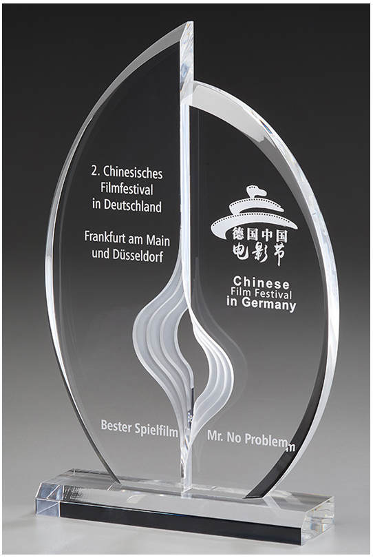 Glaspokale mit Gravur, Glastroph&auml;en, Glasawards, 3D Foto Glasgravur, Pokale:  Acrylglaspokal Staircase