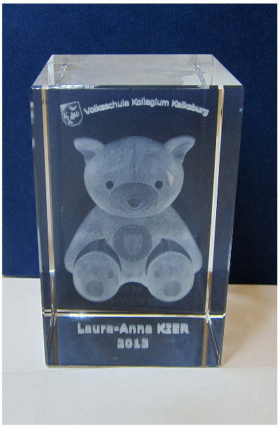 Glaspokale mit Gravur, Glastroph&auml;en, Glasawards, 3D Foto Glasgravur, Pokale:  Beispiel 9-3D