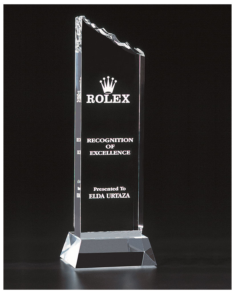 Glaspokale mit Gravur, Glastroph&auml;en, Glasawards, 3D Foto Glasgravur, Pokale:  Acrylaward Summit-Tower