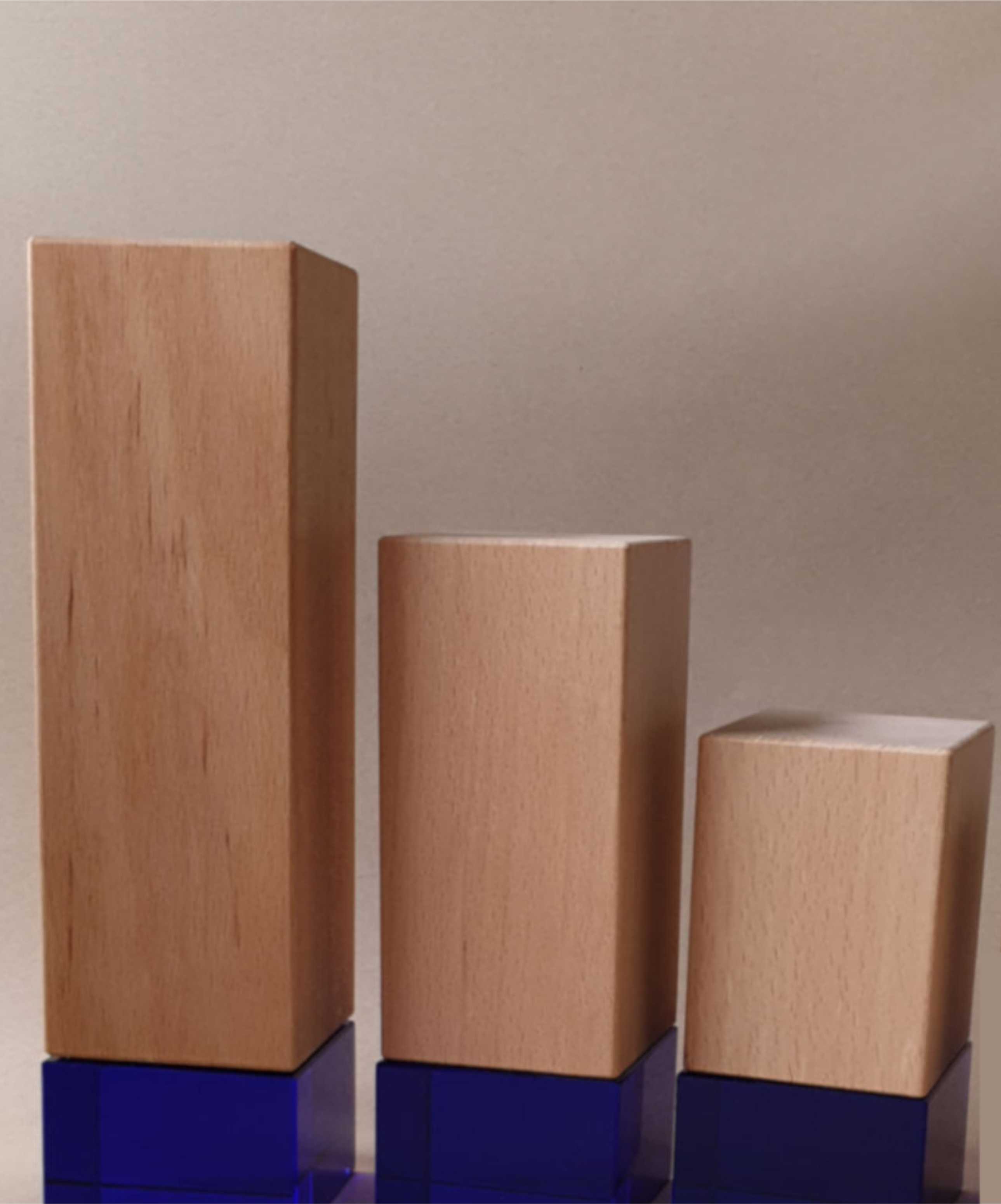 Glaspokale mit Gravur, Glastroph&auml;en, Glasawards, 3D Foto Glasgravur, Pokale:  Holztroph�e Cobalt