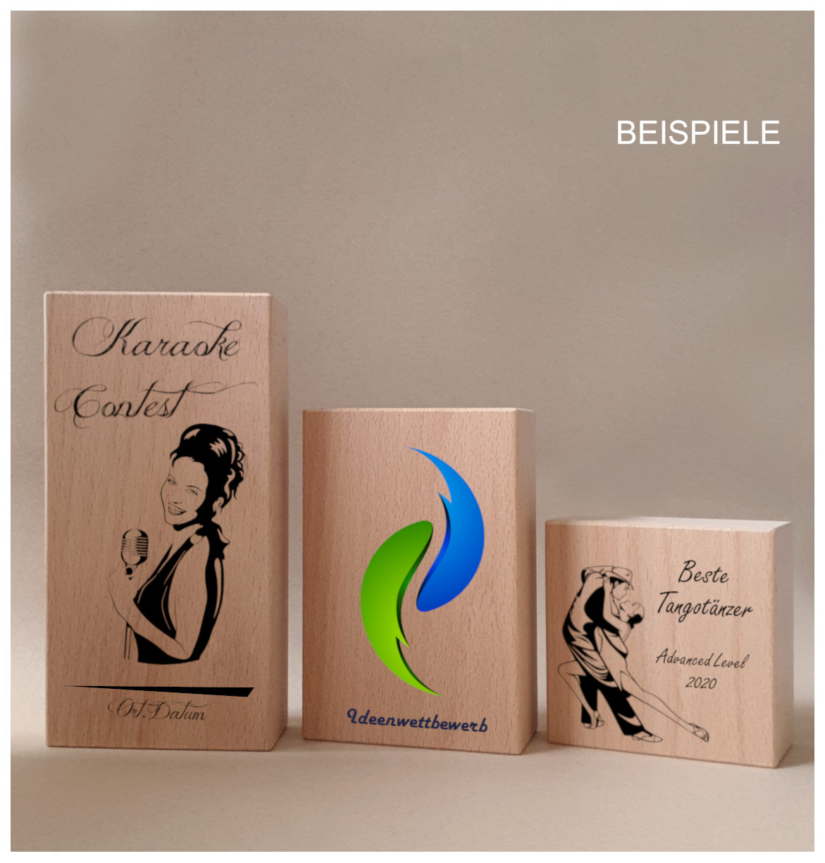 Glaspokale mit Gravur, Glastroph&auml;en, Glasawards, 3D Foto Glasgravur, Pokale:  Holzpokal Earth