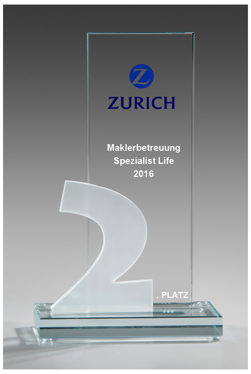 Glaspokale mit Gravur, Glastroph&auml;en, Glasawards, 3D Foto Glasgravur, Pokale:  Glaspokal Bester-Zweiter