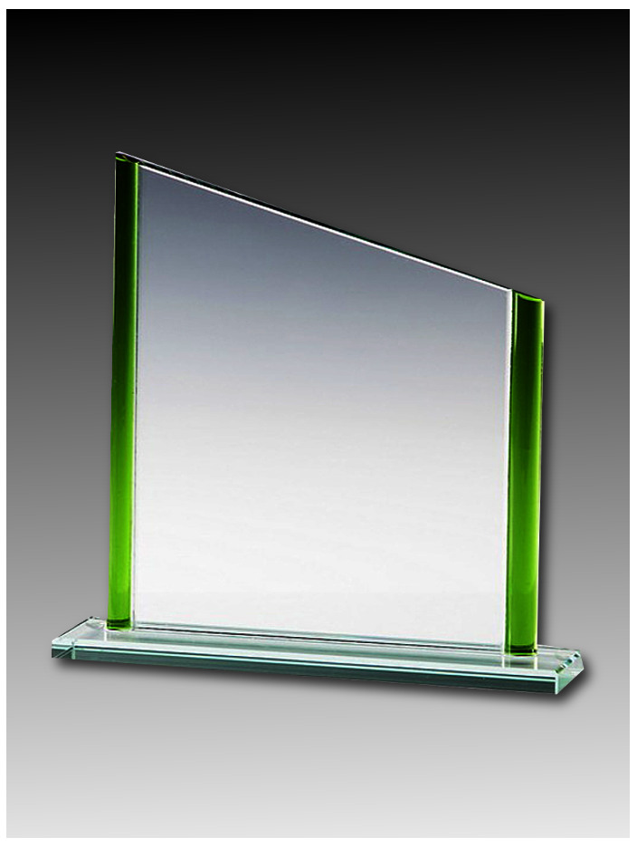 Glaspokale mit Gravur, Glastroph&auml;en, Glasawards, 3D Foto Glasgravur, Pokale:  Glastroph�e Silvester-green