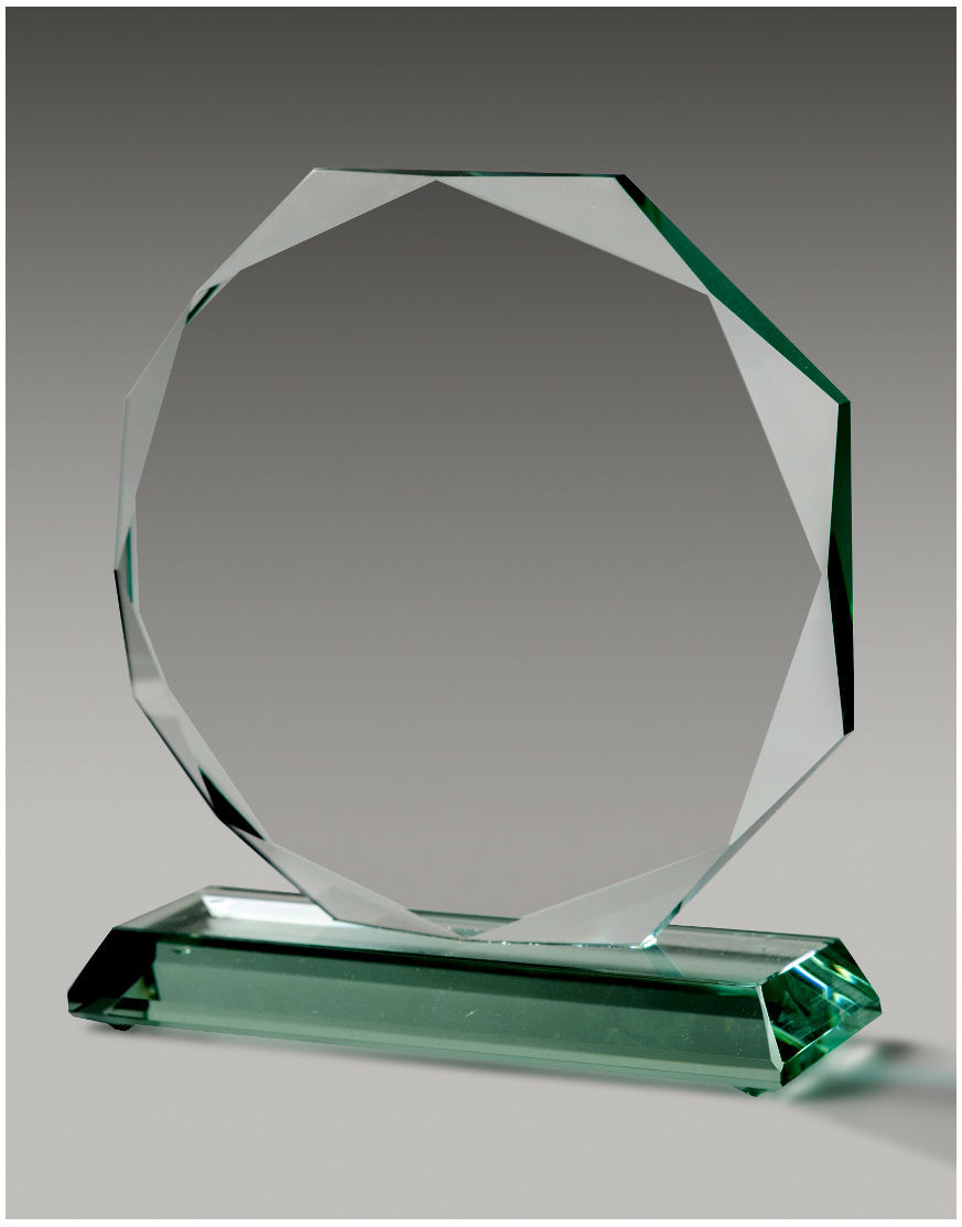 Glaspokale mit Gravur, Glastroph&auml;en, Glasawards, 3D Foto Glasgravur, Pokale:  Glaspokal Octogram