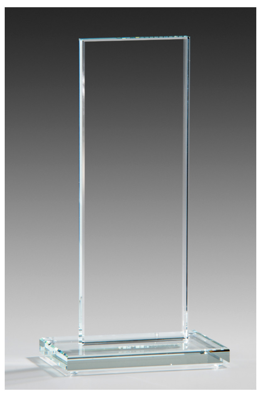 Glaspokale mit Gravur, Glastroph&auml;en, Glasawards, 3D Foto Glasgravur, Pokale:  Glastroph�e Rechteck-klar