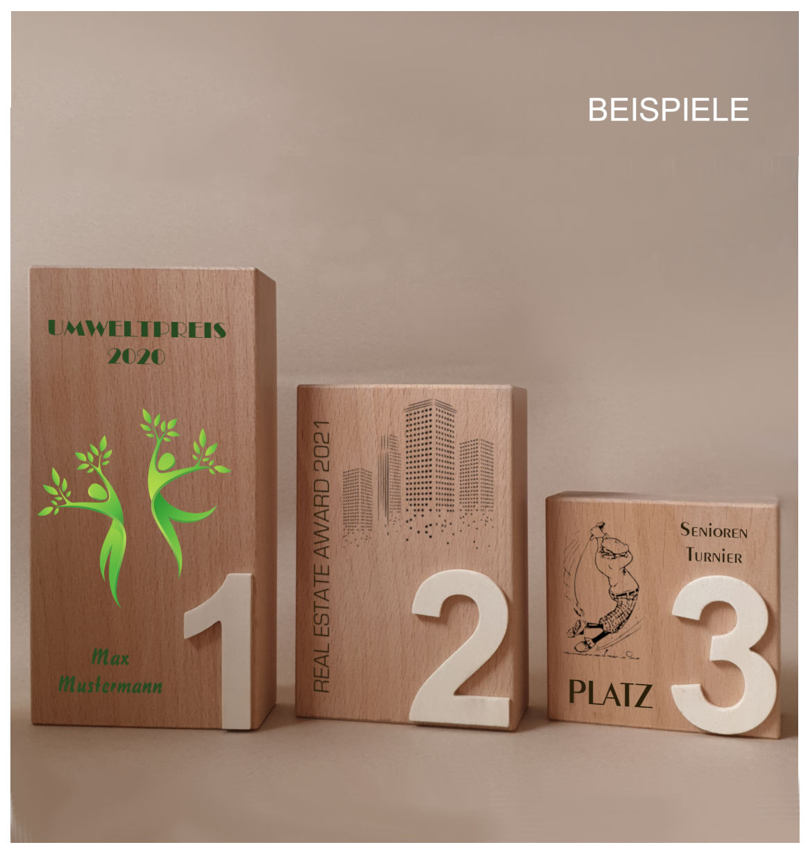 Glaspokale mit Gravur, Glastroph&auml;en, Glasawards, 3D Foto Glasgravur, Pokale:  Holztroph�e Earth2