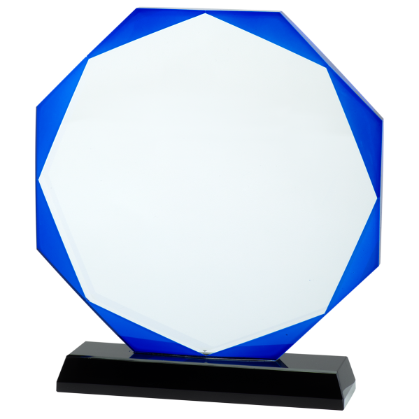 Glaspokale mit Gravur, Glastroph&auml;en, Glasawards, 3D Foto Glasgravur, Pokale:  Glaspokal Saphir