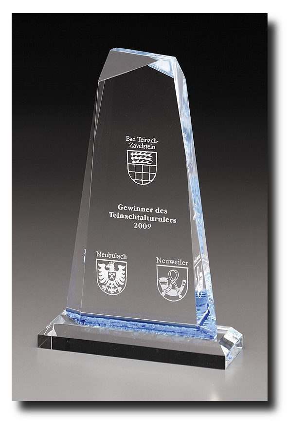 Glaspokale mit Gravur, Glastroph&auml;en, Glasawards, 3D Foto Glasgravur, Pokale:  Acrylglaspokal Ultra